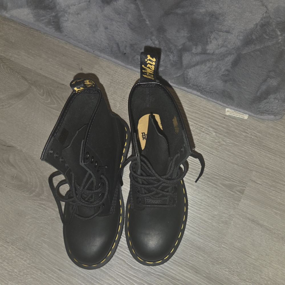 Dr. Martens Black Boots with Yellow Stitching